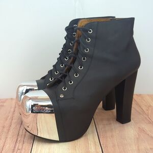 Jeffrey Campbell Black and Silver Platform Boots